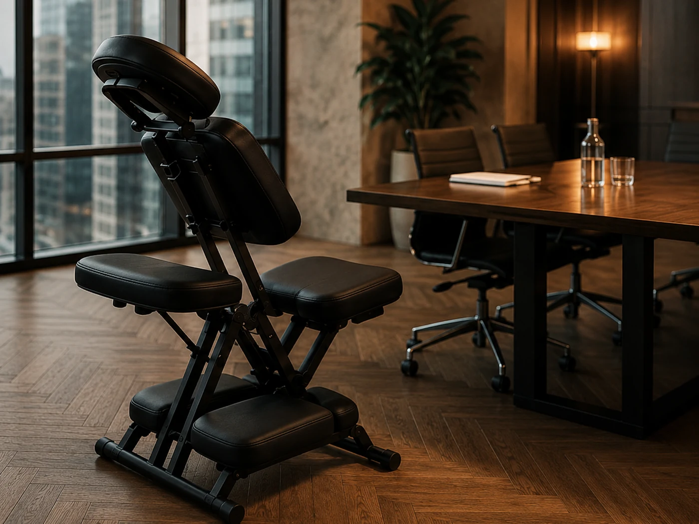 Fauteuil de massage professionnel installé dans un bureau d’entreprise à Paris
