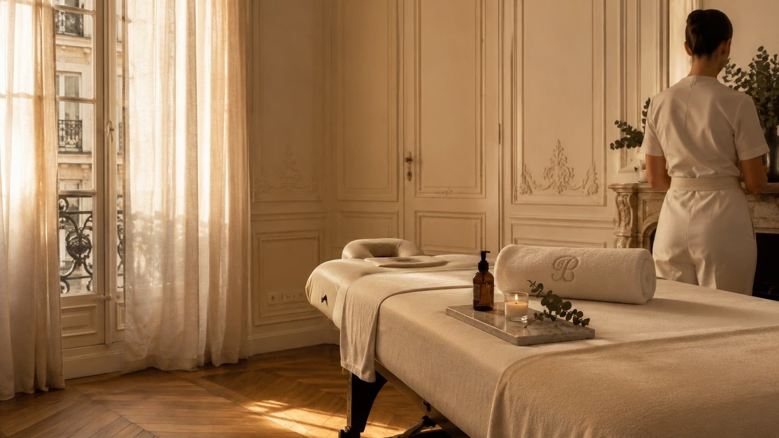 Expérience de massage bien-être haut de gamme dans un appartement parisien